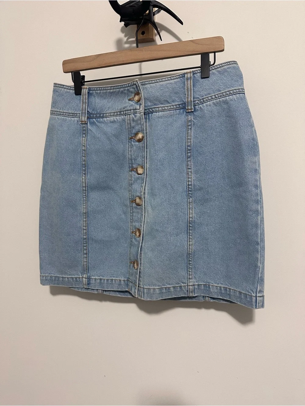 Sezane SAVINE Light Blue Denim Button-Front Skirt - Size 42